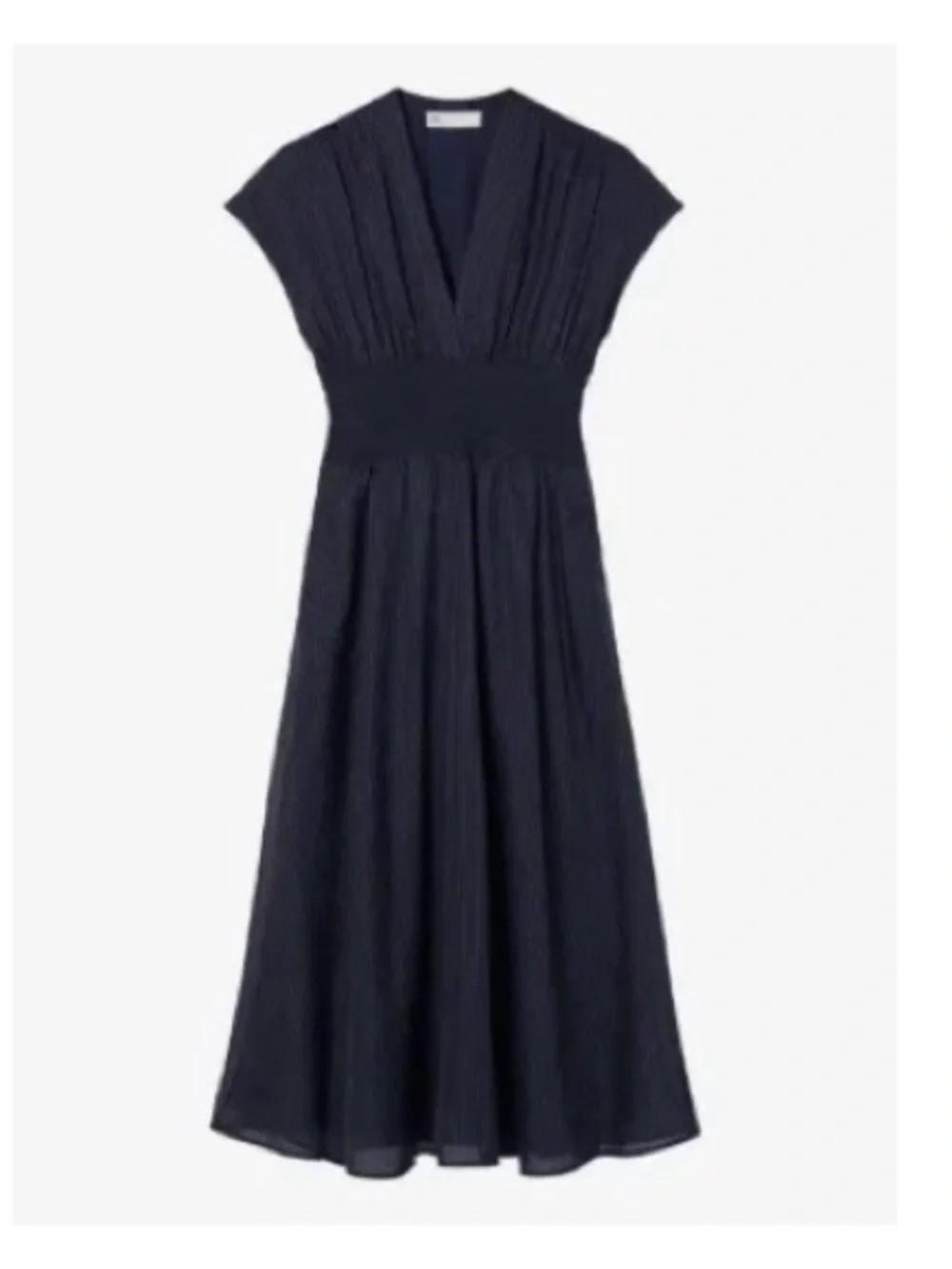 Tory Burch pinstripe-pattern smocked midi dress